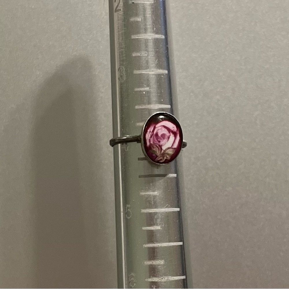 Vintage Painted Rose Ring